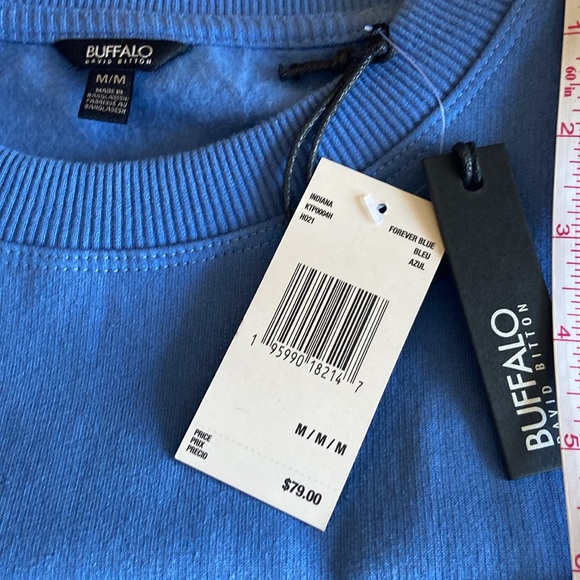 Buffalo David Bitton NWT size medium Indiana Padded Shoulder Sweatshirt blue - Picture 9 of 9